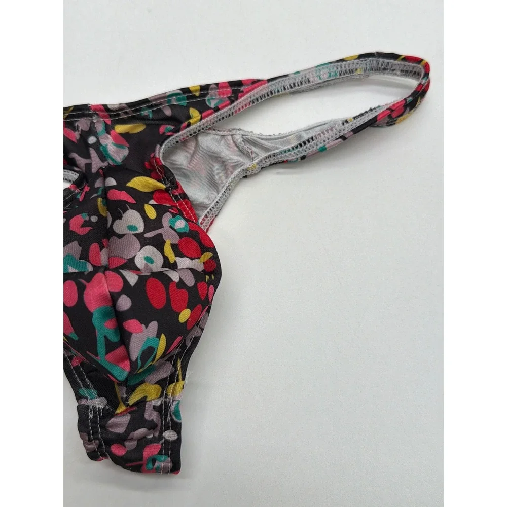 Mens Floral Print Low Rise Contour Pouch Thong T-Back Underwear Multi-Color